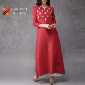 Red embroidered kurti
