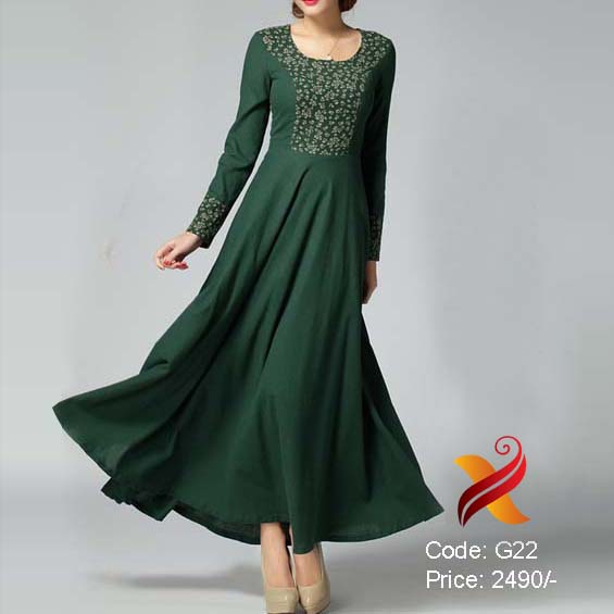 green georgette dress
