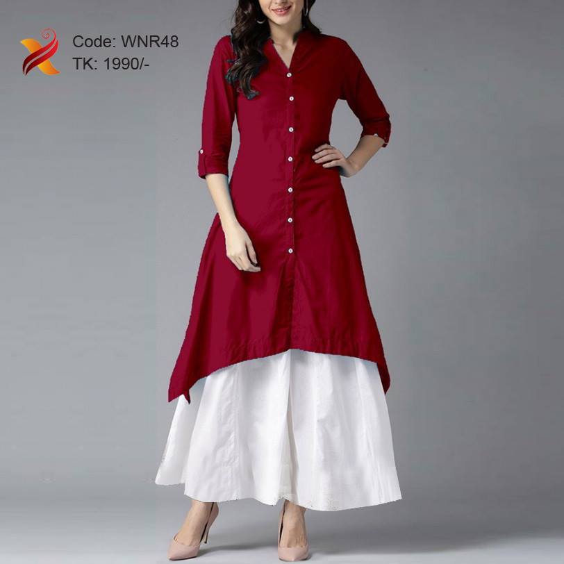 Maroon Linen Kurti - Xpression