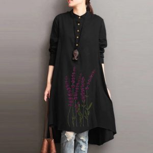 Black Embroidered Cotton Shirt